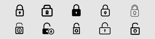 lock unlock icon set
