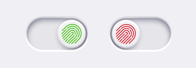 鍵をロックし鍵を解除しスイッチボタンを指紋のアイコンで切り替えます 材料デザインのスイッチ ボタンをセットします