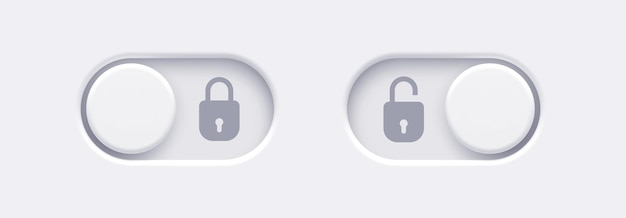 lock and unlock toggle switch buttons with open lock and closed lock icon material design