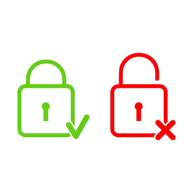 Lock and Unlocked with check and cross