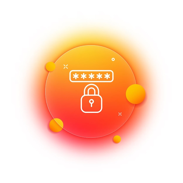암호 라인 아이콘으로 잠금 개인 정보 잠금 해제 안전 핀 코드 개인 정보 해킹 보호 개인 데이터 바이러스 백신 보안 시스템 개념 Glassmorphism 스타일 벡터 라인 아이콘
