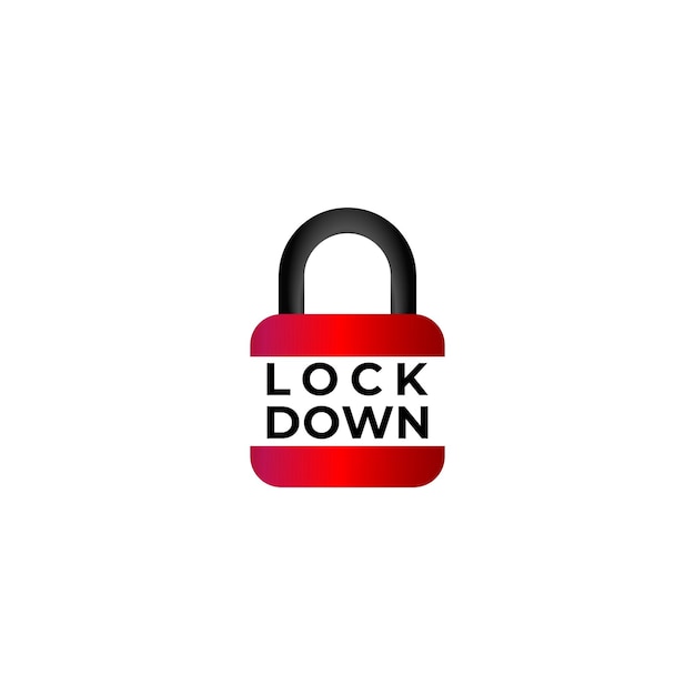 Lockdown teken illustratie geïsoleerd op witte achtergrond Rood hangslotpictogram Veiligheidslogo concept Bescherming ontwerpelement Slot logo sjabloon