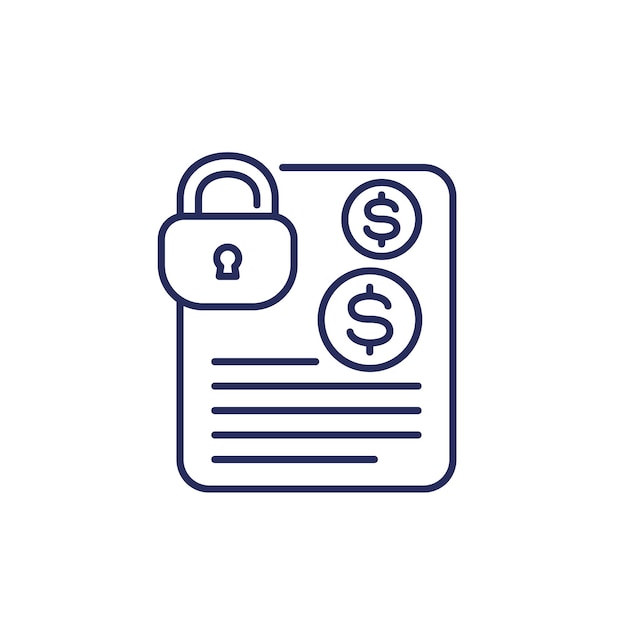 locked funds or money line icon vector