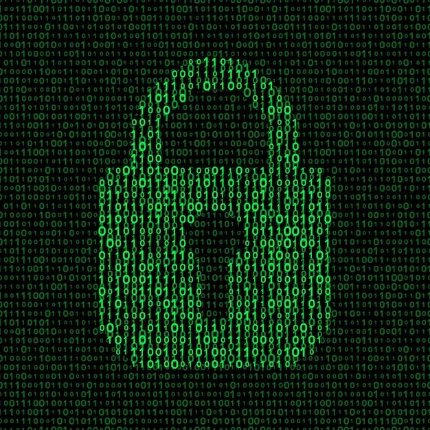 Locked padlock on binary code background