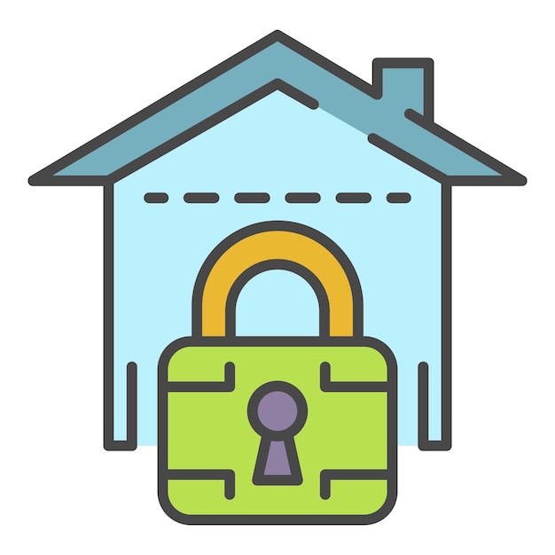 Vector locked smart house icon outline locked smart house vector icon color flat isolated on white