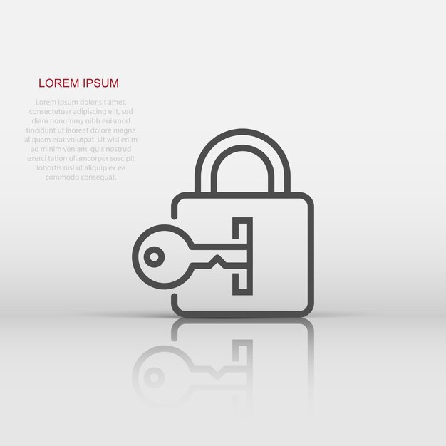 Locker icon in flat style Padlock password vector illustration on white isolated background Key unlock business concept