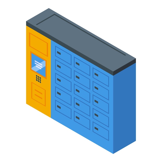 Locker parcel icon isometric vector Free delivery Express service