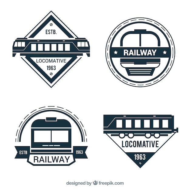 Vector locomative and railway logo colecction