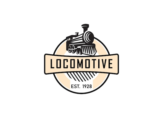 Locomotief logo illustratie, vintage stijl embleem