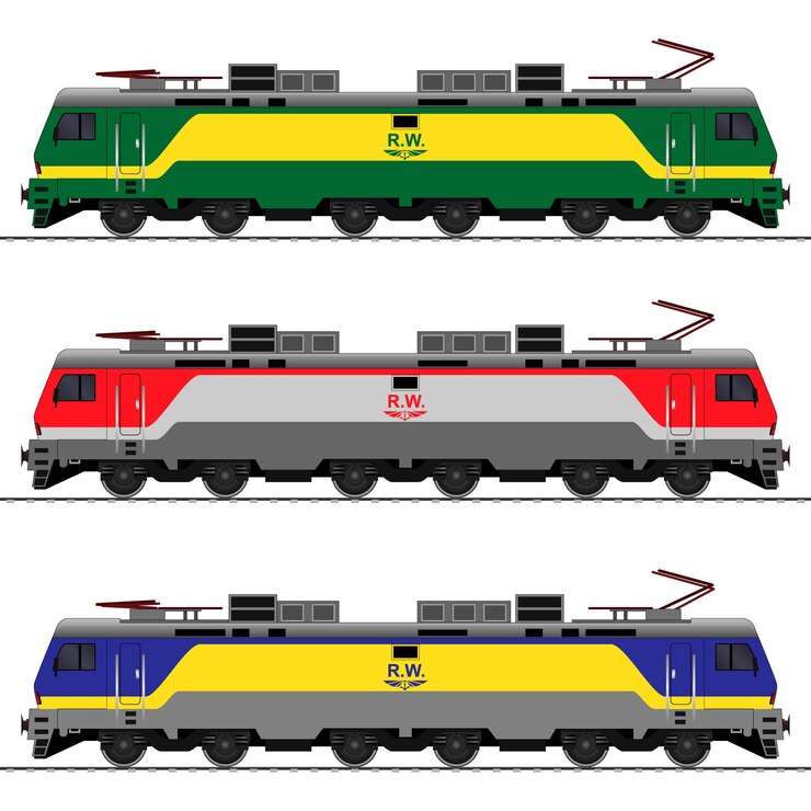 Vector locomotive on diesel as railway train set