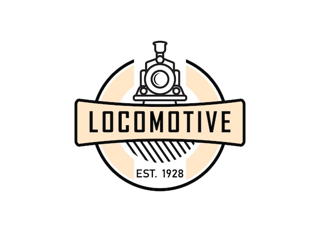 Vettore illustrazione del logo della locomotiva, emblema in stile vintage