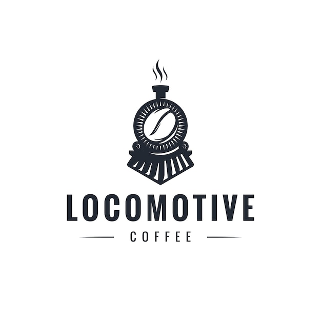 Vector locomotive train coffee bean hipster vintage logo