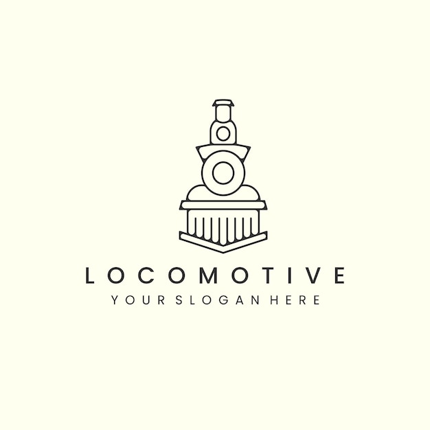 Локомотив с иконкой логотипа в стиле арт-линии дизайн шаблона железнодорожного транспорта железнодорожная векторная иллюстрация