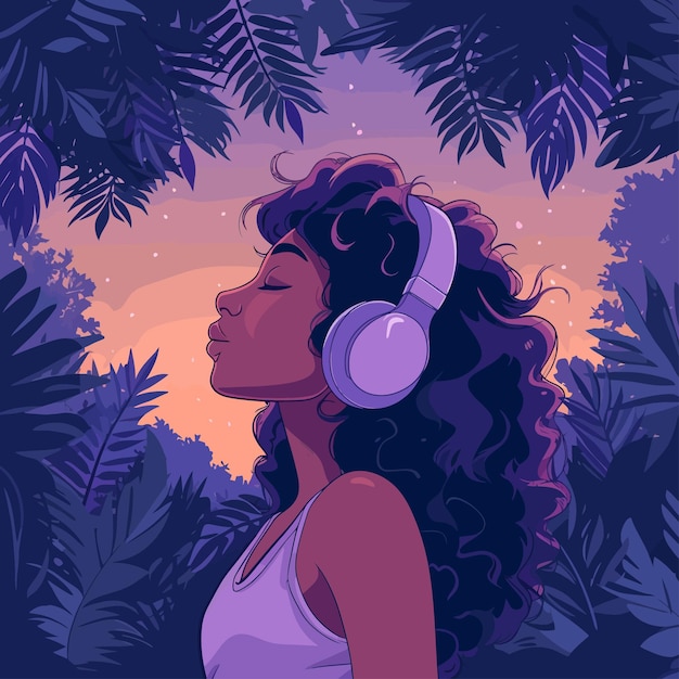 Vector lofi_girl_illustrationyoung_woman