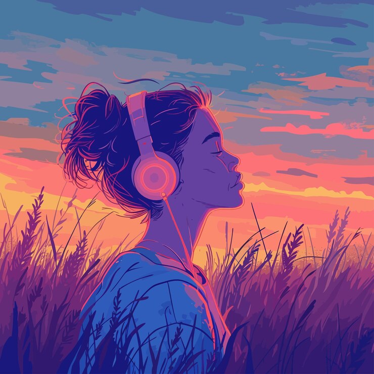 Vector lofi_girl_illustrationyoung_woman