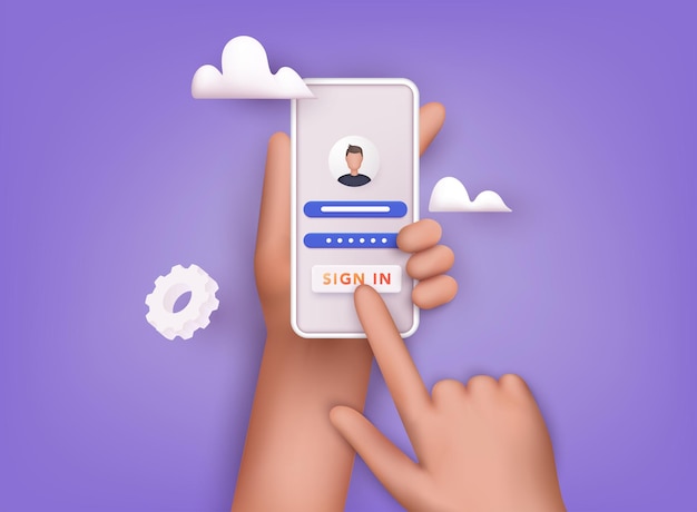 Log in op het online account op de smartphone-app Gebruikersinterface Veilige login en wachtwoord