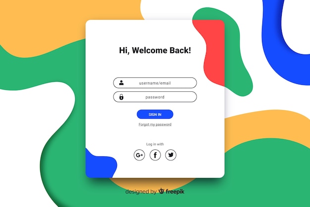 Log in landing page with colorful liquid shapes