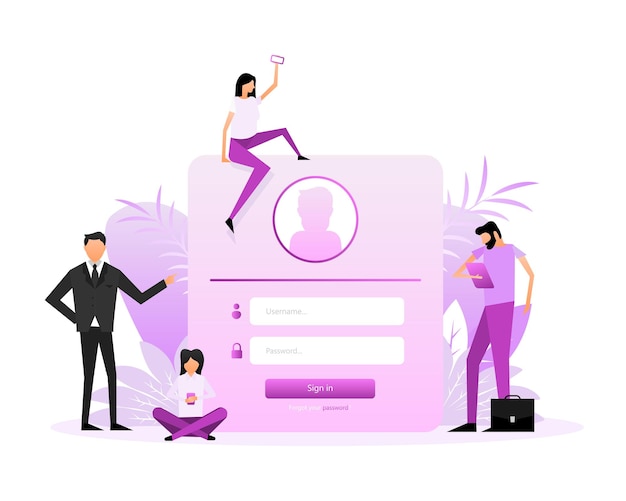 Log in people Isometric vector illustration Illustration with sign in people for mobile app design