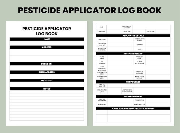 Logboek voor bestrijdingsmiddelenapplicator voor KDP Interior