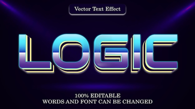 Vector logic 3d editable text effect with modern glow style