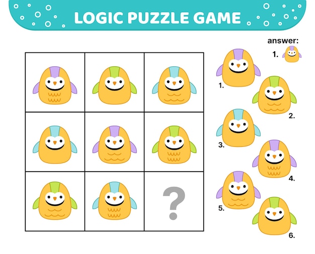 Logic puzzle game with parrots Squishmallow For kids Cartoon kawaii vector eps 10