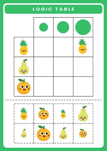 Logic table worksheet for kids