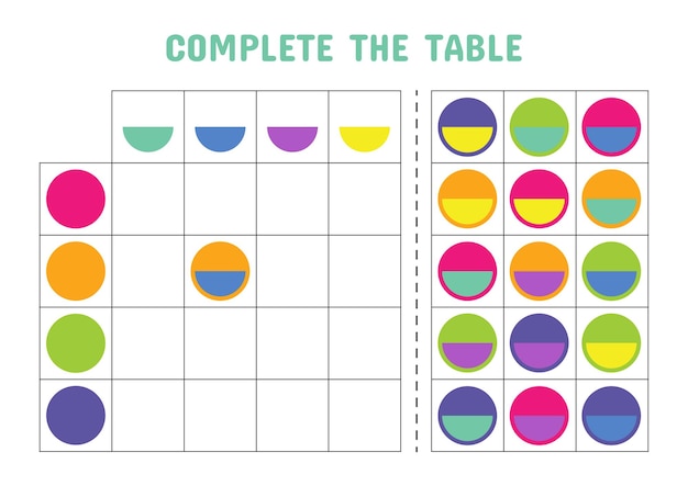 Logic table worksheet for kids