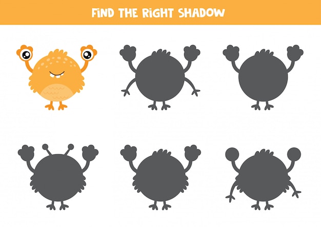 Logical game for kids. find the correct shadow of monster.