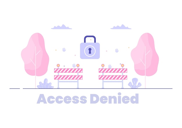 Accesso accesso negato illustrazione vettoriale. il sistema rifiuta la password, l'errore e l'accesso al dispositivo del computer mostrando che l'utente non ha l'autorizzazione per lo sviluppo di siti web o dispositivi mobili