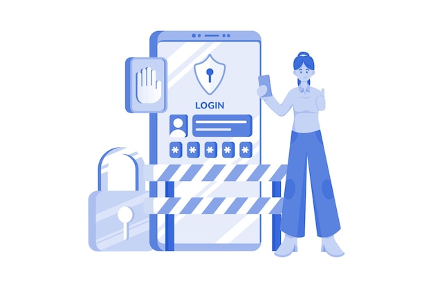 Login access protection Illustration concept on white background