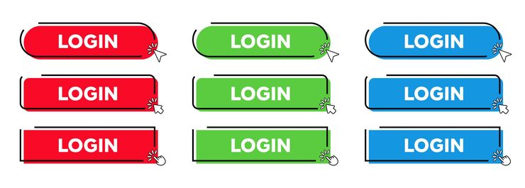 Vector 使用點擊指針或箭頭點的登入按 現代簡單的網頁行動按<unk向量