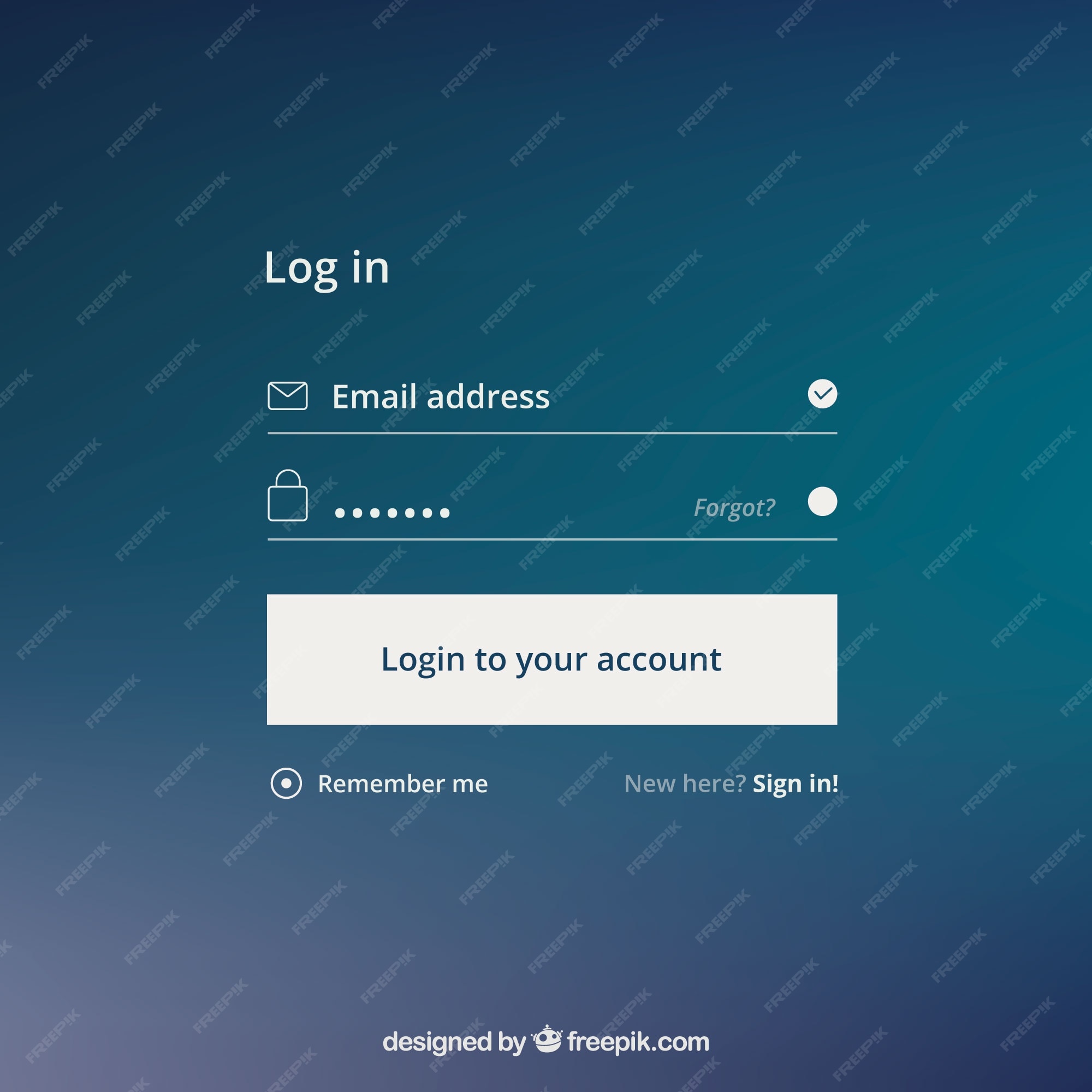 Premium Vector | Login form on blue background