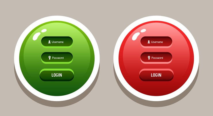 Vector login form cartoon 3d form for video games or website vector clipart