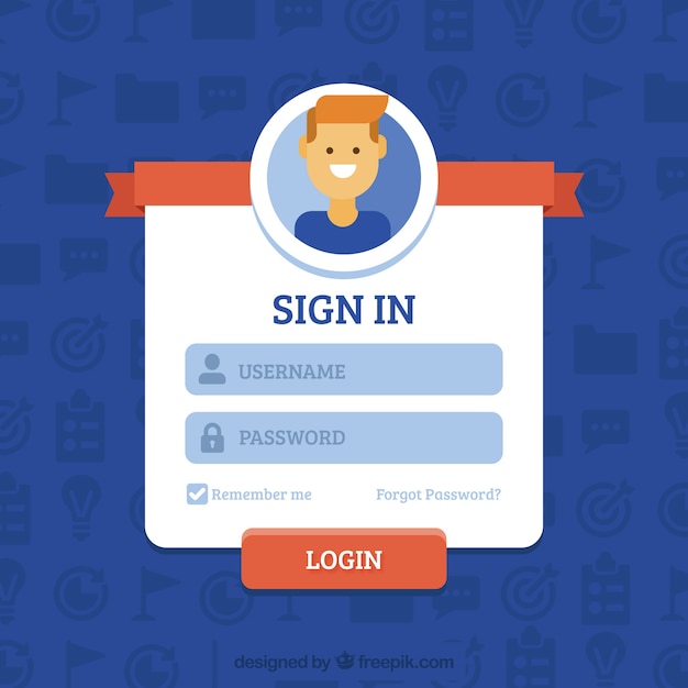 Vector login form design with smiling avatar
