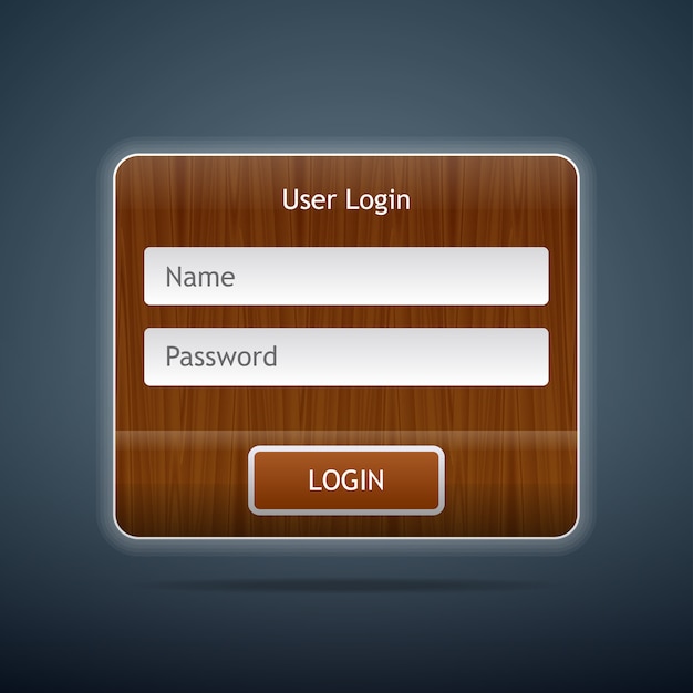 Vector login form with wooden texture