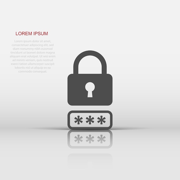 Login icon in flat style Password access vector illustration on white isolated background Padlock entry business concept