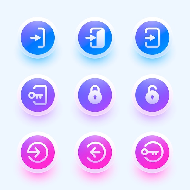 Vector login and logout buttons icons design