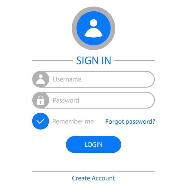 Login page design. template for website user interface. vector illustration.