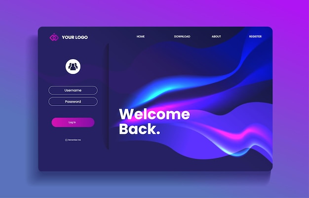 Vector login page system abstract background template