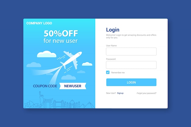 Vector login page template, sign in landing page