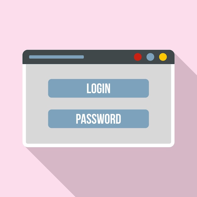 ログイン セキュリティ ウィンドウ アイコン Web デザイン用のログイン セキュリティ ウィンドウ ベクトル アイコンのフラットの図