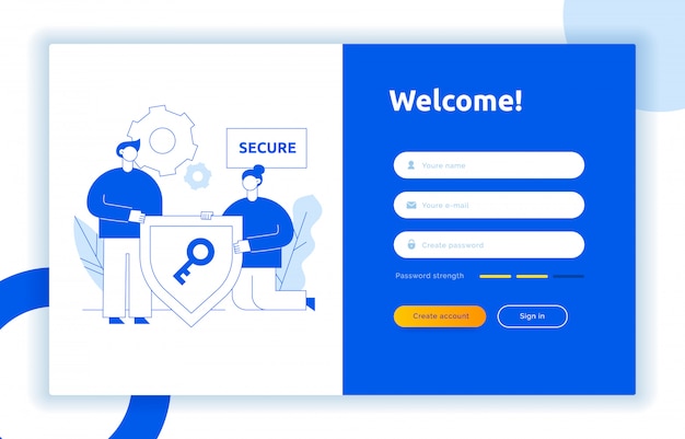 벡터 로그인 ui ux 디자인 컨셉 및 일러스트레이션