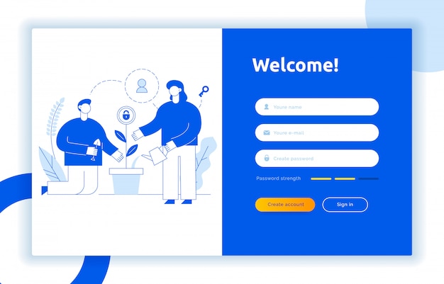 벡터 로그인 ui ux 디자인 컨셉 및 일러스트레이션