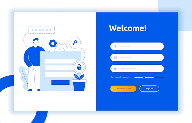 Login UI UX design concept and illustration