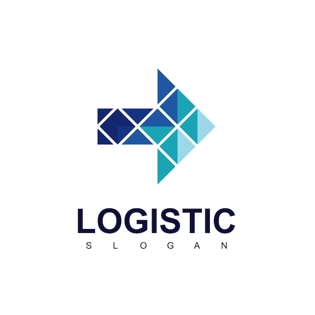 Logistic Company Logo With Blue Arrow Symbol