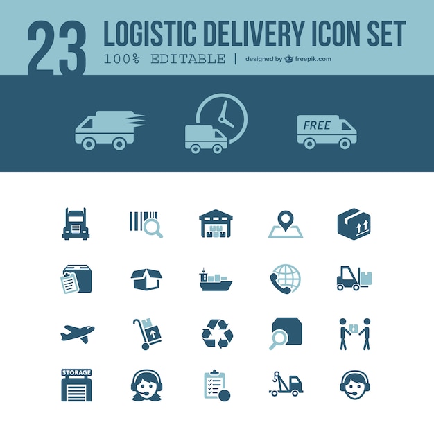 Logistic delivery icons set