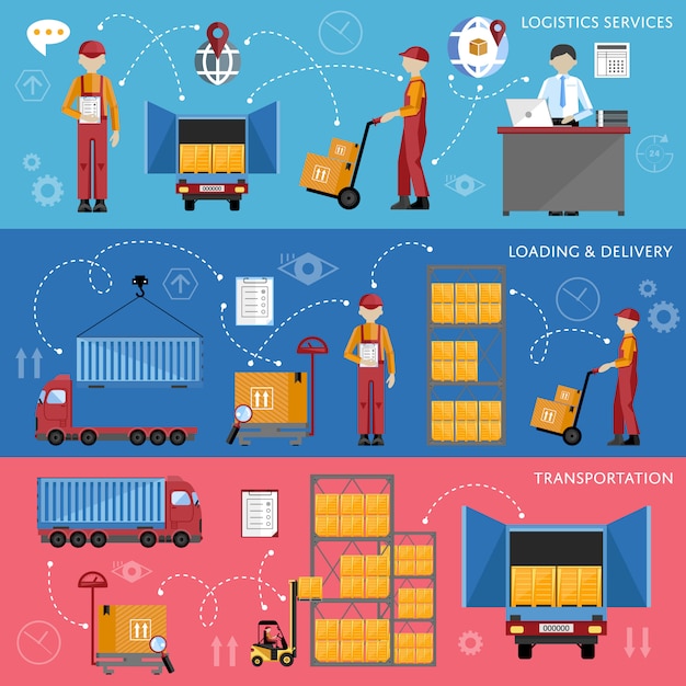 Logistic process infographics vector illustration