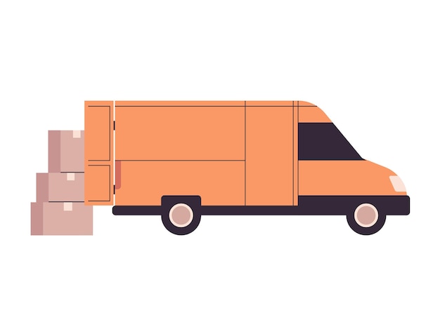 Logistic transportation truck and delivery flat vector\
illustration