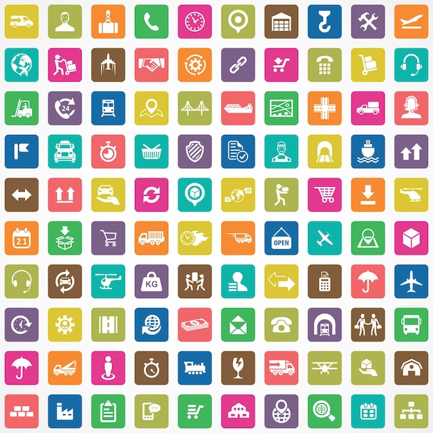 logistics 100 icons universal set