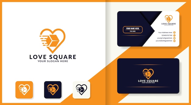 Logistics box on love logo design and business card